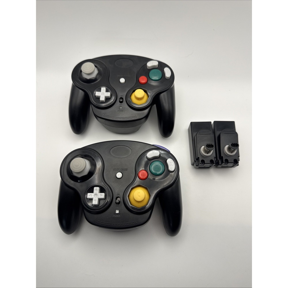 LOT OF 2 Wireless GameCube Controllers + Adapters